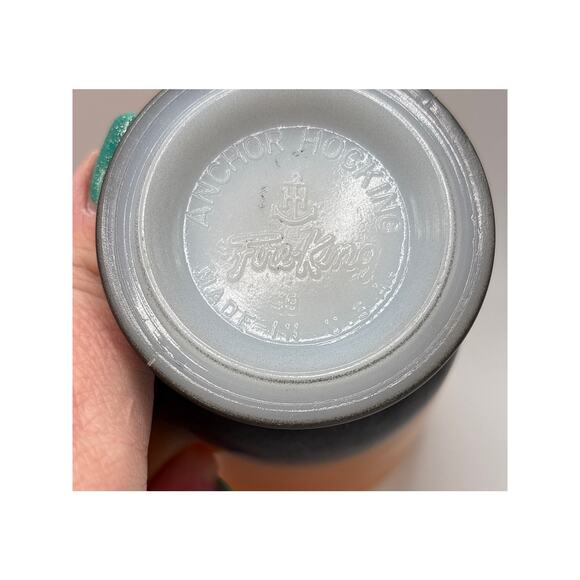 Vintage Anchor Hocking Fire King Footed Tall Mug Orange Black 1970s Retro - Picture 8 of 8